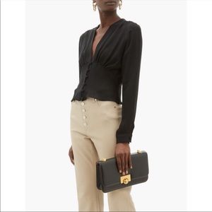 Nili Lotan Laila Plunge Neck Silk Blouse